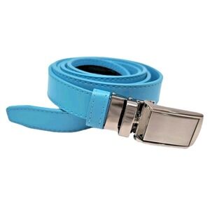 SlideBelts Ratchet Belt Unisex Fits Sizes 30-47 Waist Blue Leather Silver Buckle